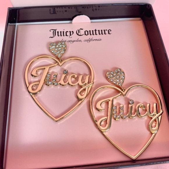 ❌SOLD-DEPOP❌ Juicy Couture Heart Rhinestone Hoop Earrings - Picture 2 of 3